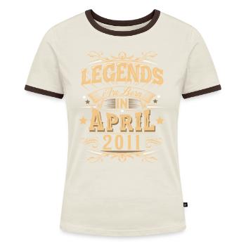 April 2011 Geburtstag Legende - Frauen Kontrast-T-Shirt - Blau/Weiß - Vorne