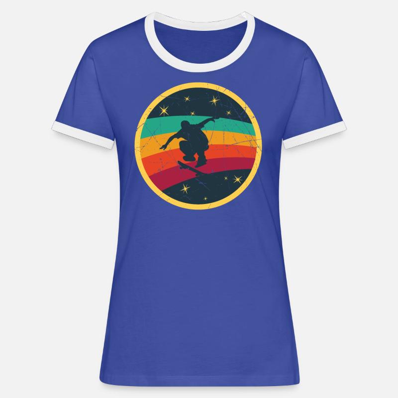 Rainbow skater - Women's Ringer T-Shirt - blue/white