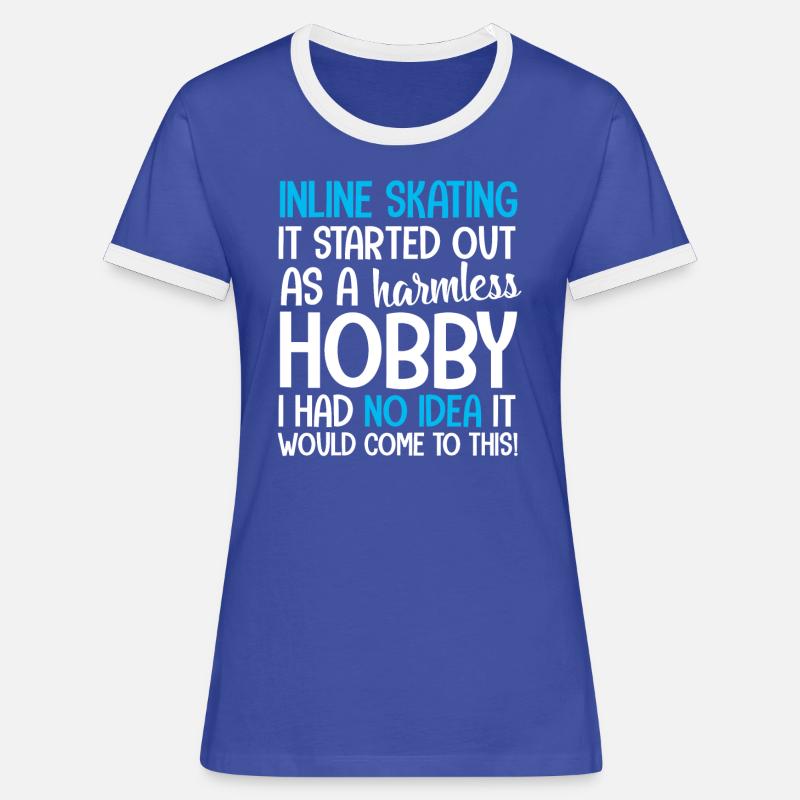 Inline Skating Inline Skating Roller Skates - Women's Ringer T-Shirt - blue/white