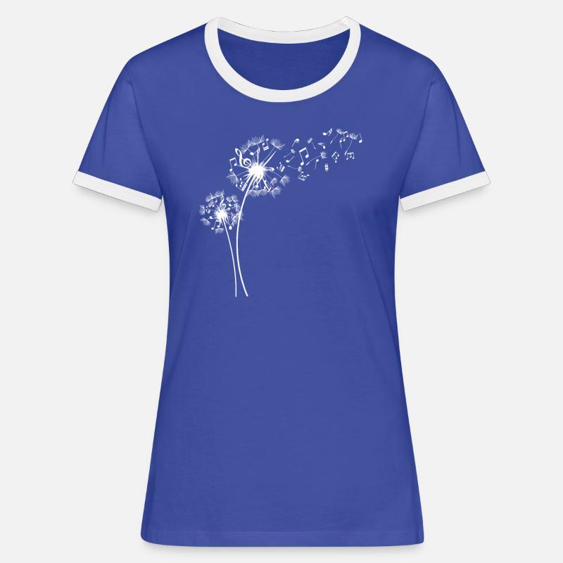 pusteblume with musical notes - Women's Ringer T-Shirt - blue/white