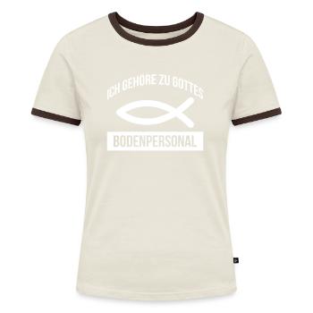 Ich Gehöre Zu Gottes Bodenpersonal - Frauen Kontrast-T-Shirt - Blau/Weiß - Vorne