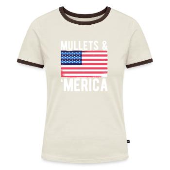Mullets & Merica Shirt Geschenk USA Flagge - Frauen Kontrast-T-Shirt - Blau/Weiß - Vorne