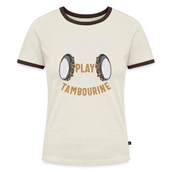 Tamburin für Männer Frauen Lustiger Tamburinspieler - Frauen Kontrast-T-Shirt - Blau/Weiß - Vorne