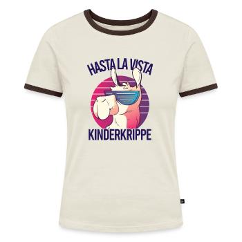 Kinderkrippe Geschafft Krippe Geschafft - Frauen Kontrast-T-Shirt - Blau/Weiß - Vorne