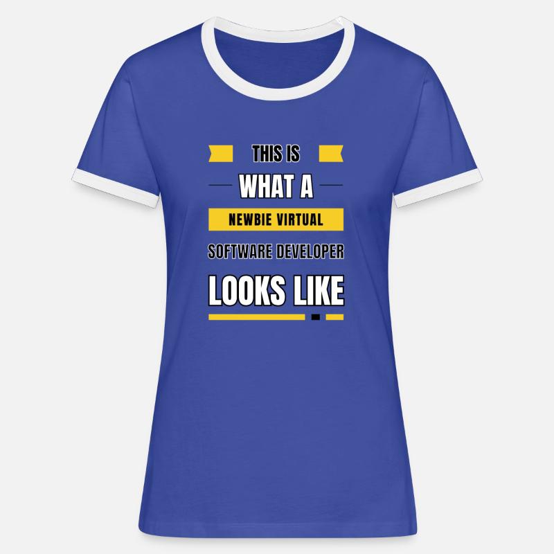 Newbie virtual software developer - Women's Ringer T-Shirt - blue/white