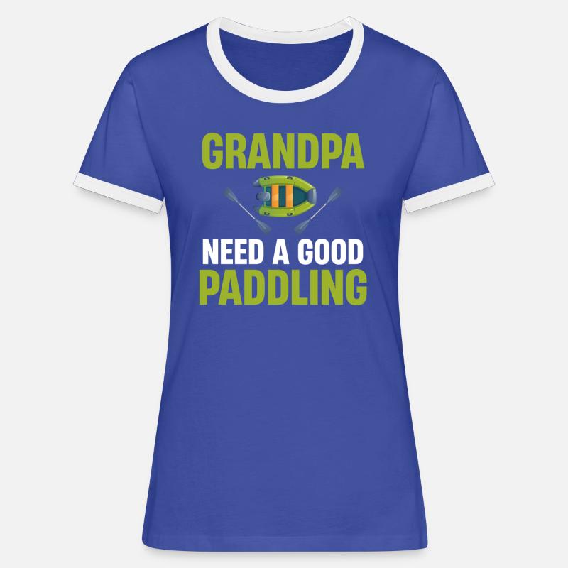 Bedstefar har brug for en god padling, rafting, - Dame kontrast-T-shirt - blå/hvid