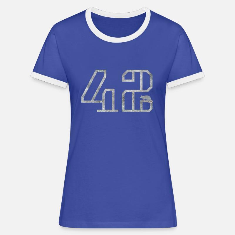 42 with mouse, gift, nerd, computer freaks - Women's Ringer T-Shirt - blue/white