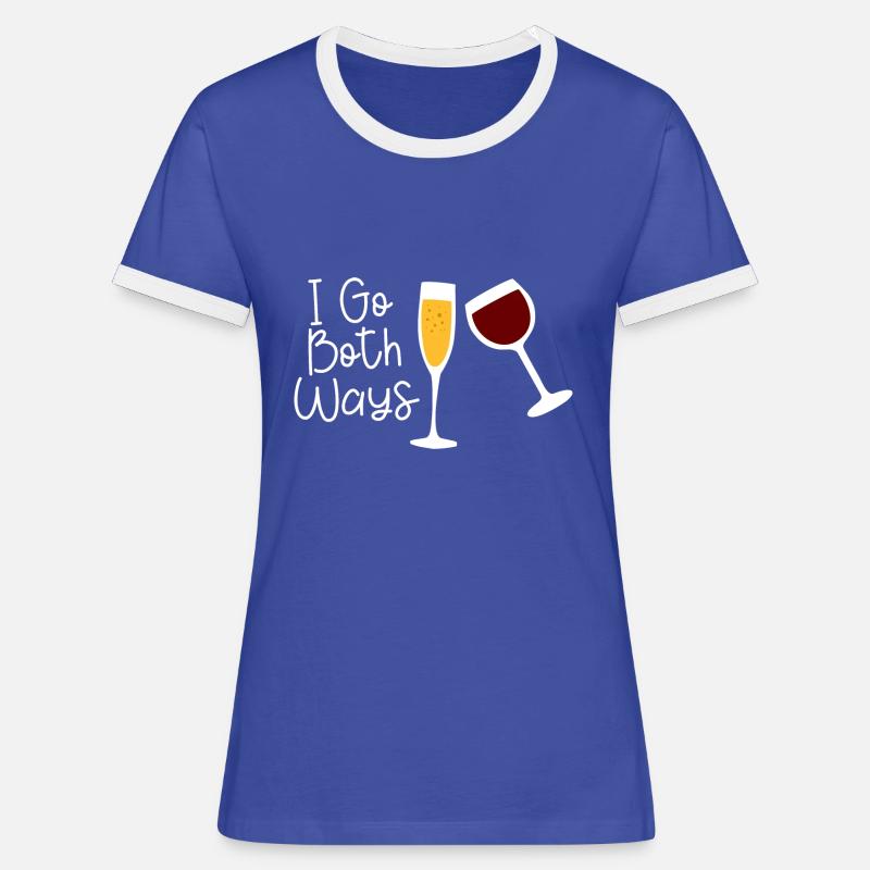 I Go Both Ways 4 - Women's Ringer T-Shirt - blue/white
