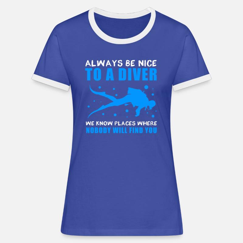 Diver - Women's Ringer T-Shirt - blue/white