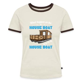 Was auch immer auf dem Hausboot passiert - Boating - Frauen Kontrast-T-Shirt - Blau/Weiß - Vorne