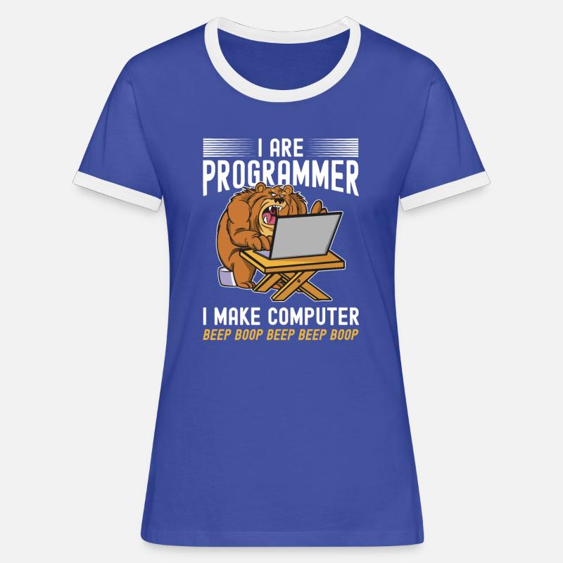 Ich bin ein Programmierer - Frauen Kontrast-T-Shirt - Blau/Weiß