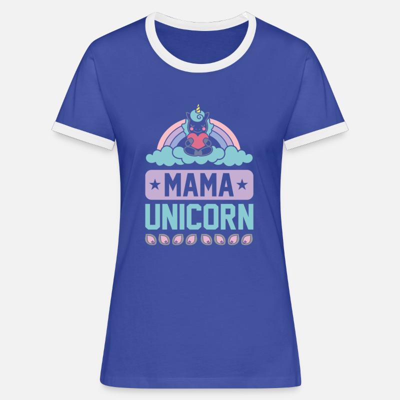 Mama Einhorn Unicorn - Women's Ringer T-Shirt - blue/white