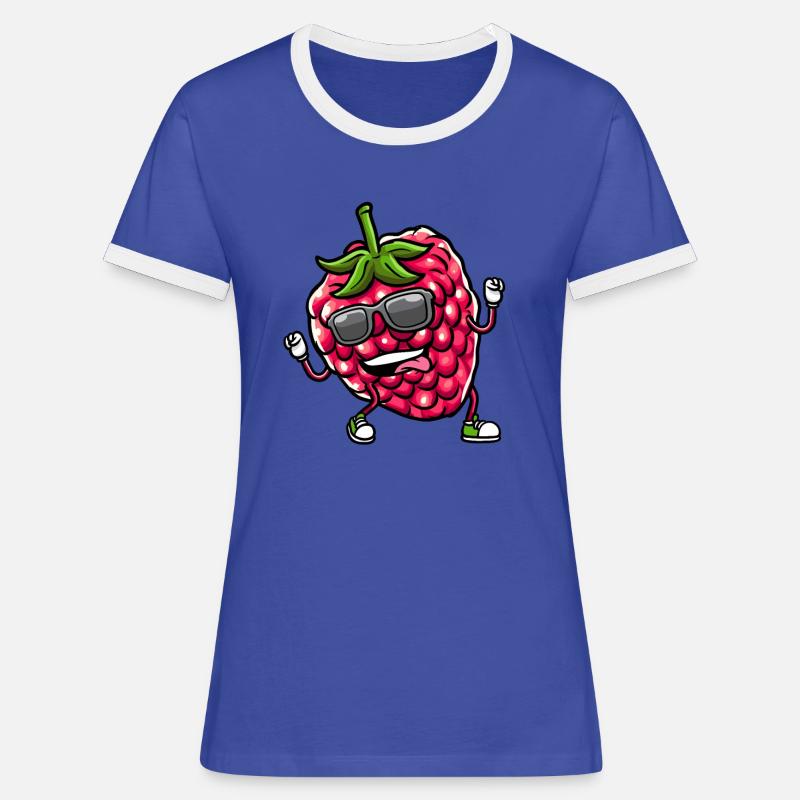 Berry Dancing Raspberries Fruit - Women's Ringer T-Shirt - blue/white