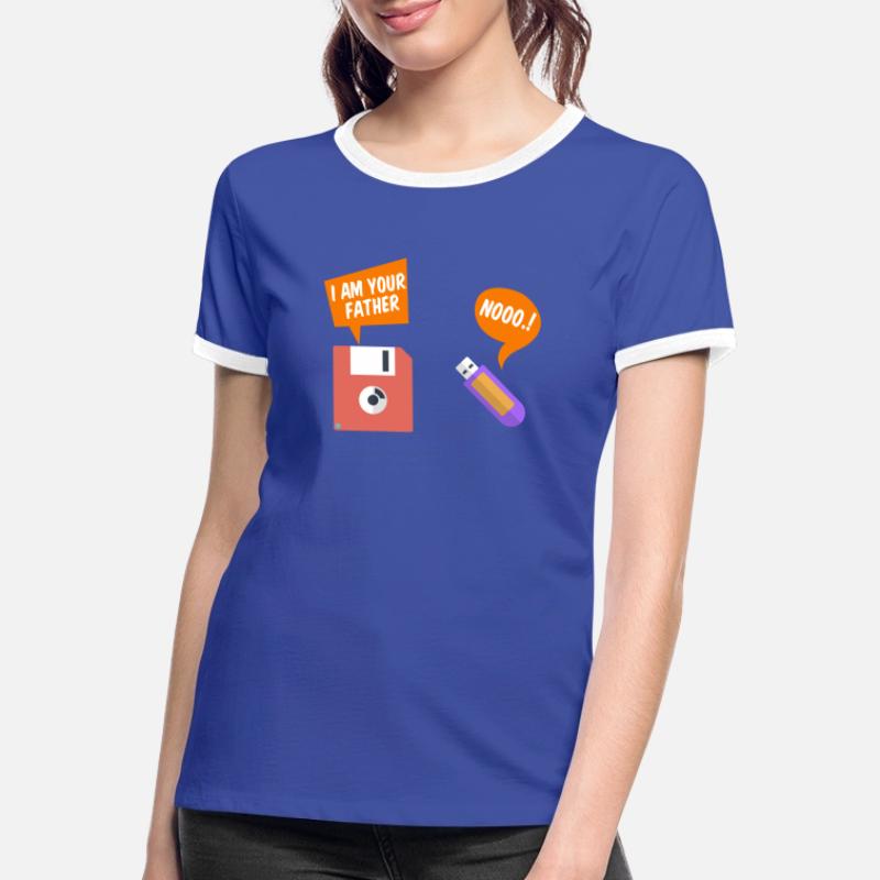 Programmierer Witz Spaß Diskette USB Spruch Frauen Kontrast-T-Shirt