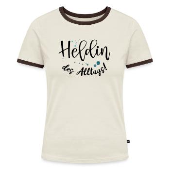Spruch für Alltagsheldinnen: Heldin des Alltags - Frauen Kontrast-T-Shirt - Blau/Weiß - Vorne