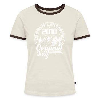 juillet 2010 Original:14 Ans Cadeau d'Anniversaire - T-shirt contrasté Femme - bleu/blanc - Devant