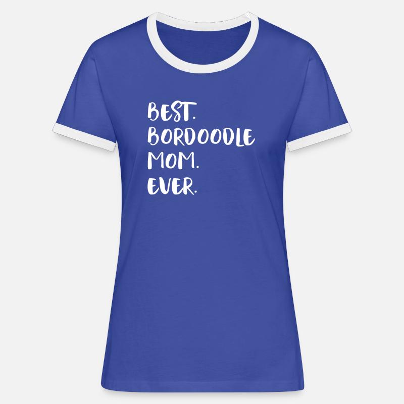 Bordoodle Border Poodle Borpoo Borderpoo - Women's Ringer T-Shirt - blue/white