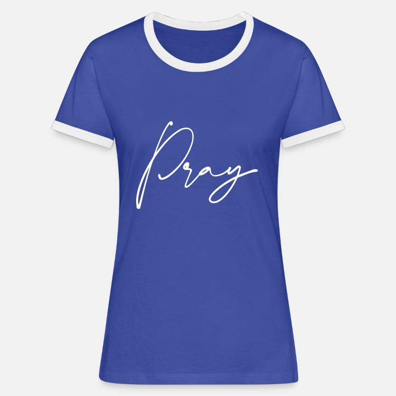 Pray pray gift - Women's Ringer T-Shirt - blue/white