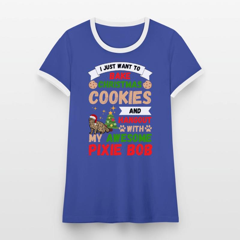 Noël Pixiebob chat cuisson des biscuits avec chat T-shirt contrasté Femme