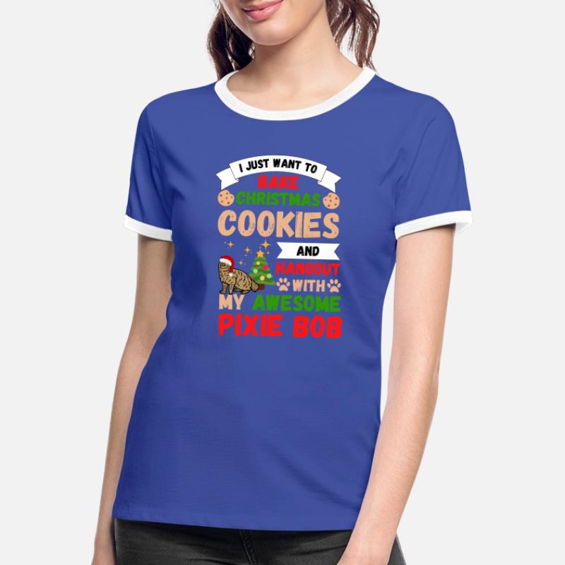 Noël Pixiebob chat cuisson des biscuits avec chat T-shirt contrasté Femme