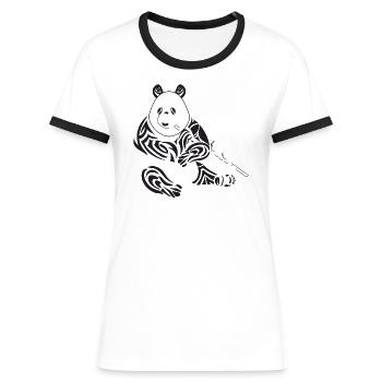 Panda tribal - T-shirt contrasté Femme - bleu/blanc - Devant