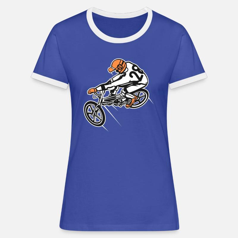 BMX Bicycle / Bike 01_Three-colored - Women's Ringer T-Shirt - blue/white