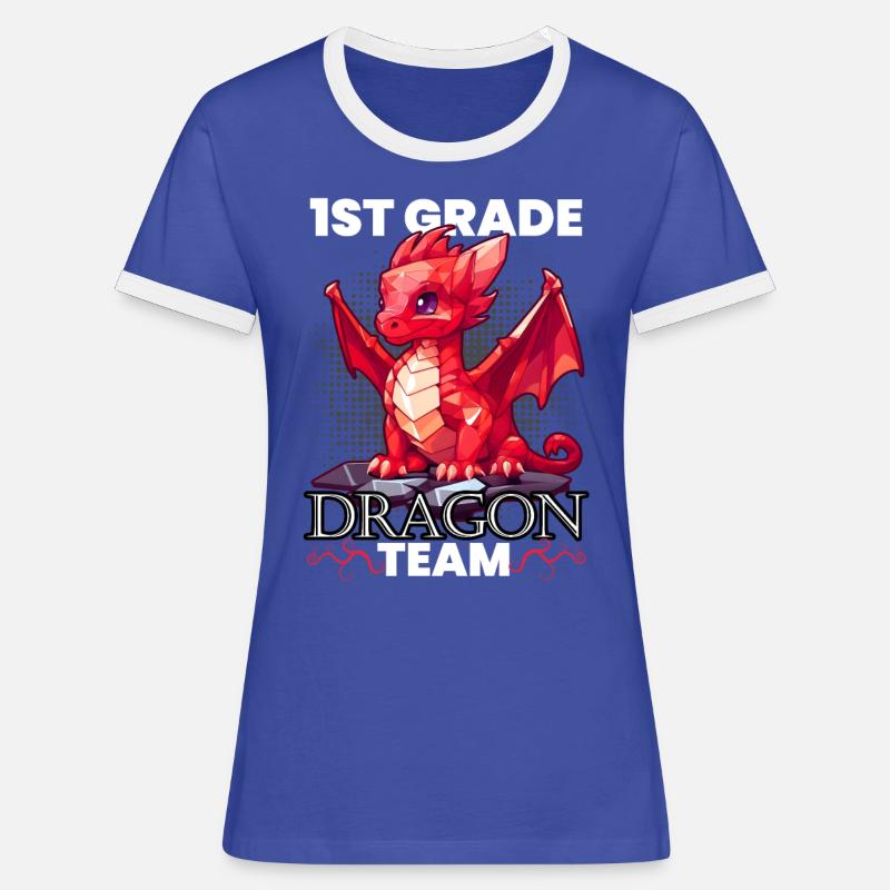 Enrollment Dragon Team First Class - Women's Ringer T-Shirt - blue/white