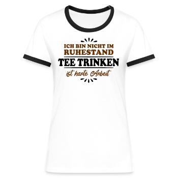 Ruhestand Rentner Pensioner Tee-trinken - Frauen Kontrast-T-Shirt - Blau/Weiß - Vorne