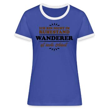 Ruhestand Rentner Pensioner Wanderer - Frauen Kontrast-T-Shirt - Blau/Weiß - Vorne
