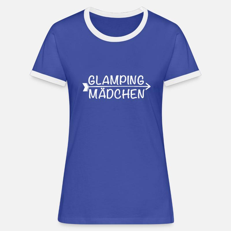 Glamping Mädchen - Frauen Kontrast-T-Shirt - Blau/Weiß