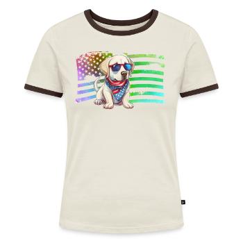 Labrador - Frauen Kontrast-T-Shirt - Blau/Weiß - Vorne