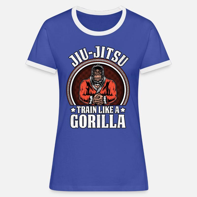 Jiu-Jitsu train like a Gorilla - Women's Ringer T-Shirt - blue/white