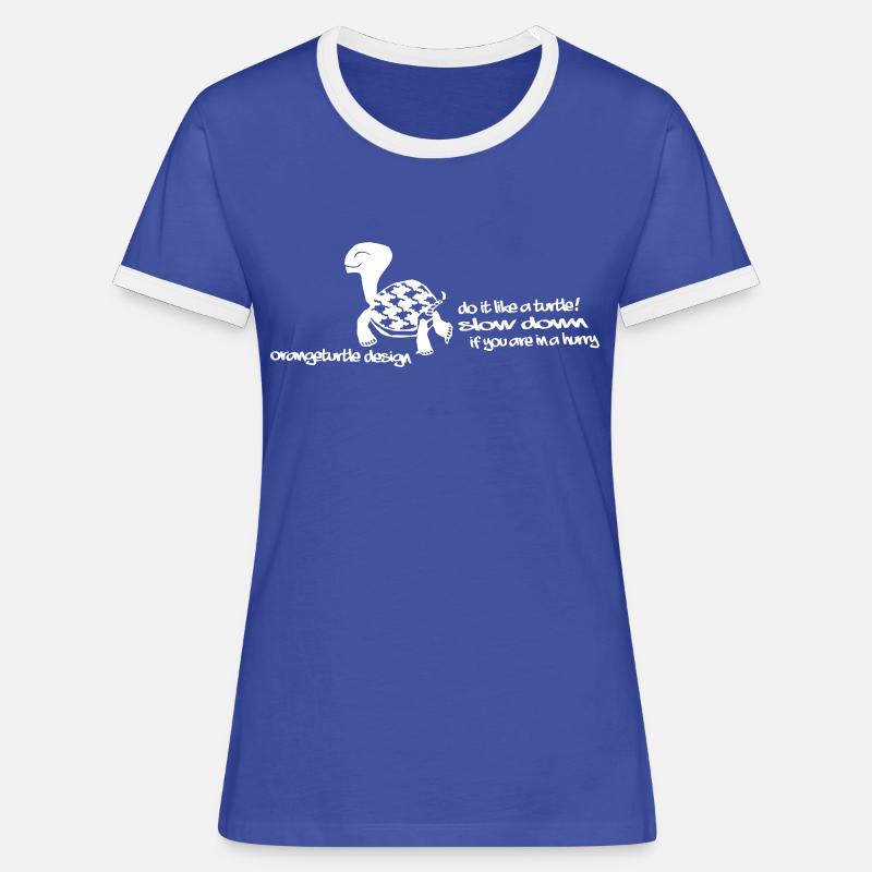 Mindful turtle - Women's Ringer T-Shirt - blue/white