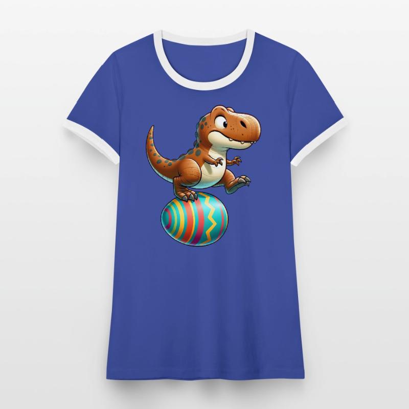 Dancing T-Rex, Easter Eggshell Fun Women's Ringer T-Shirt