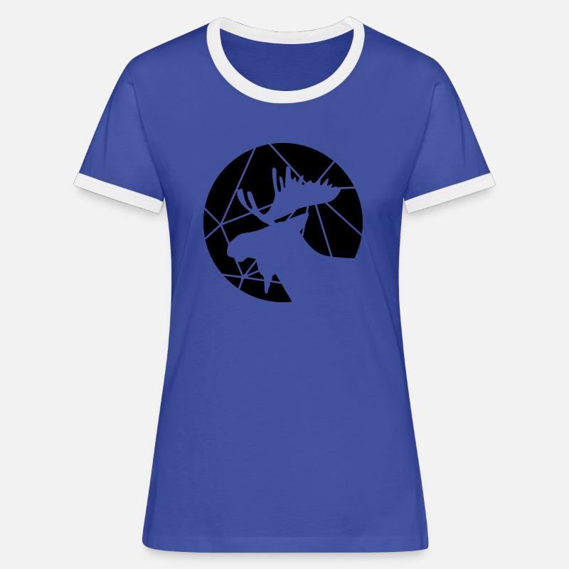 Moose grid pattern - Women's Ringer T-Shirt - blue/white