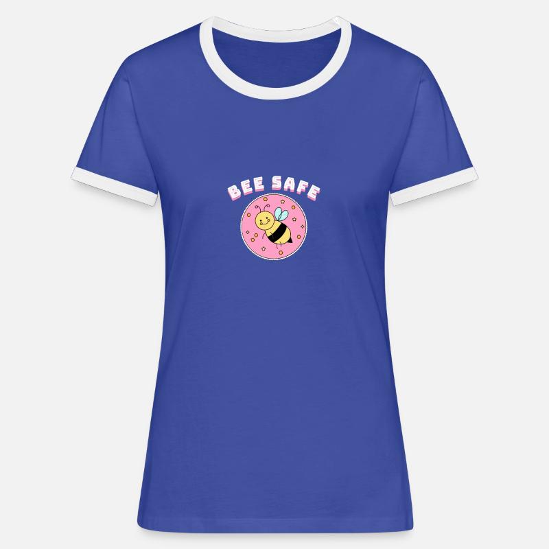 Bee safe bee - Women's Ringer T-Shirt - blue/white