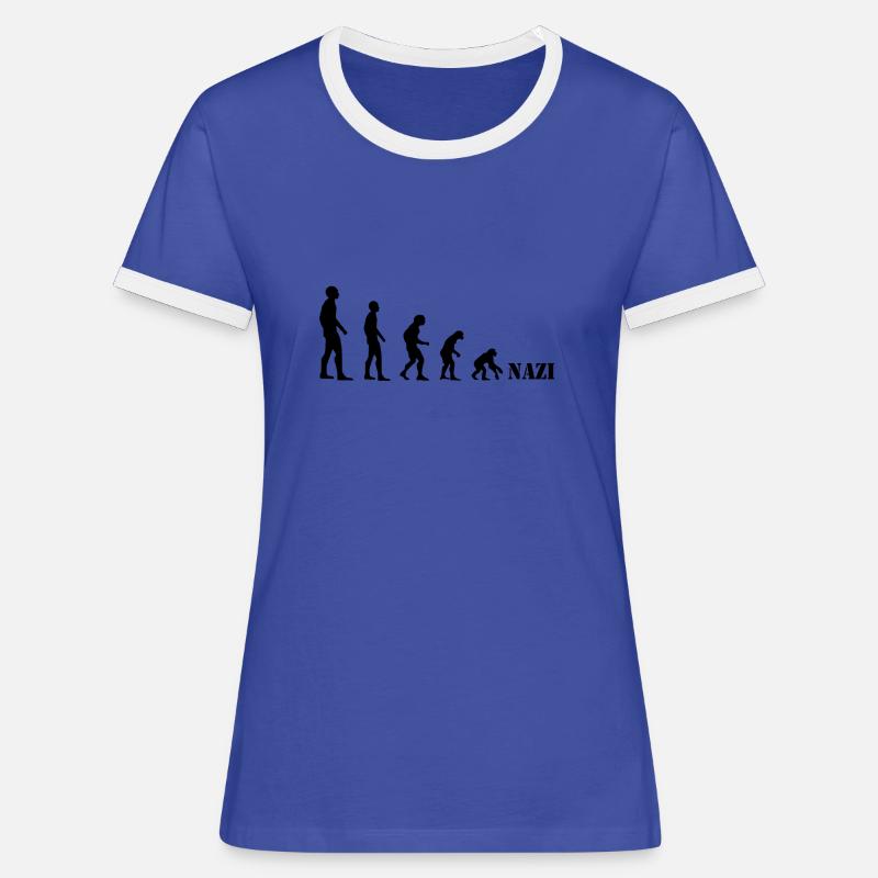 Against the right wing. evolution - Women's Ringer T-Shirt - blue/white