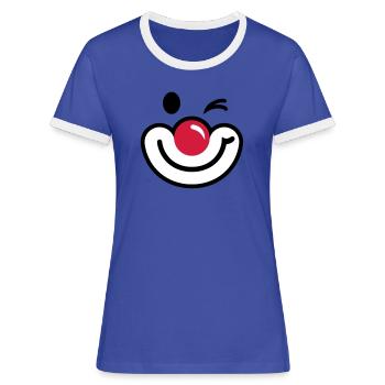 Clownsgesicht 2 - Frauen Kontrast-T-Shirt - Blau/Weiß - Vorne