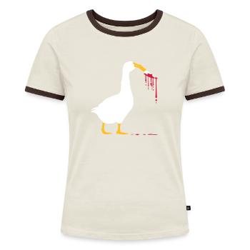 Blutiges Messer Gänse - Frauen Kontrast-T-Shirt - Blau/Weiß - Vorne
