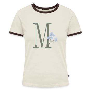 M à fleurs bleues - T-shirt contrasté Femme - bleu/blanc - Devant