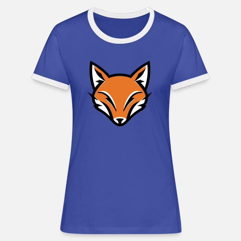 Mischievous Fox - Women's Ringer T-Shirt - blue/white