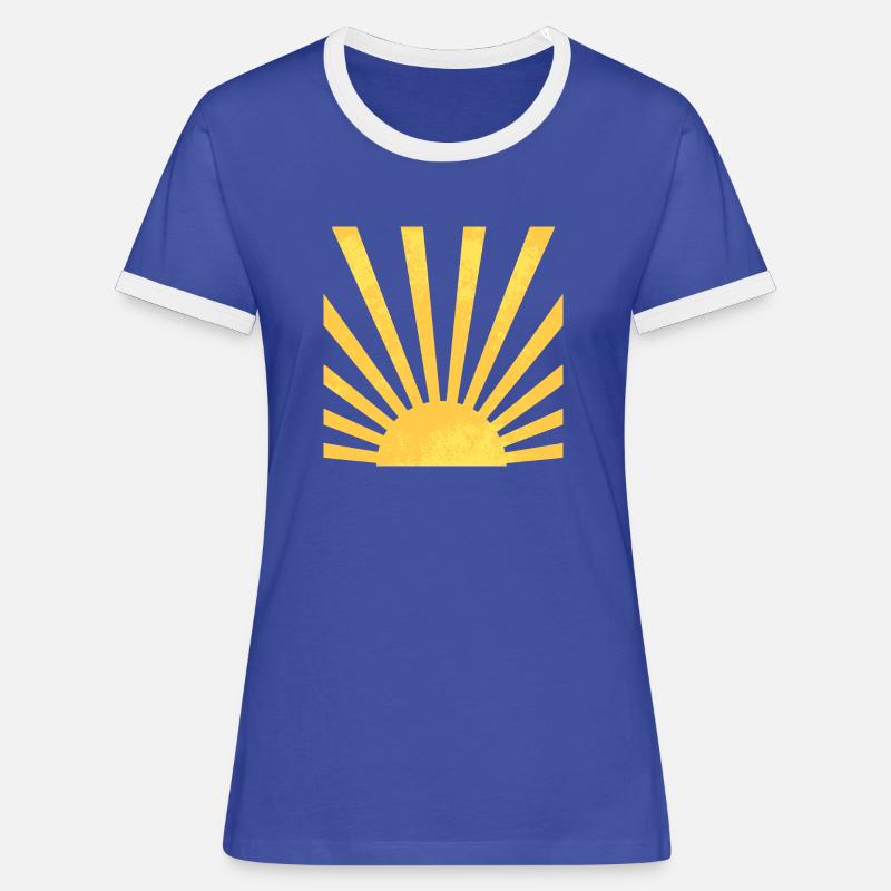 Minimalist Retro Summer Sun Rays - Women's Ringer T-Shirt - blue/white