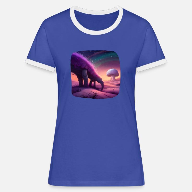 Fantasy creature alien on an alien planet - Women's Ringer T-Shirt - blue/white