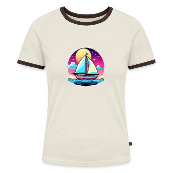 Illustration de voilier - T-shirt contrasté Femme - bleu/blanc - Devant