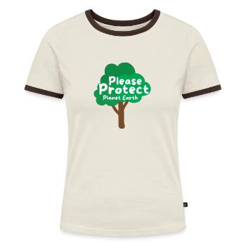 Bescherm alstublieft de planeet aarde - Vrouwen contrastshirt - blauw/wit - Voor