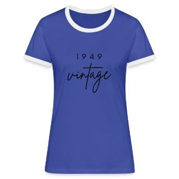 Anniversaire 1949 vintage - T-shirt contrasté Femme - bleu/blanc - Devant