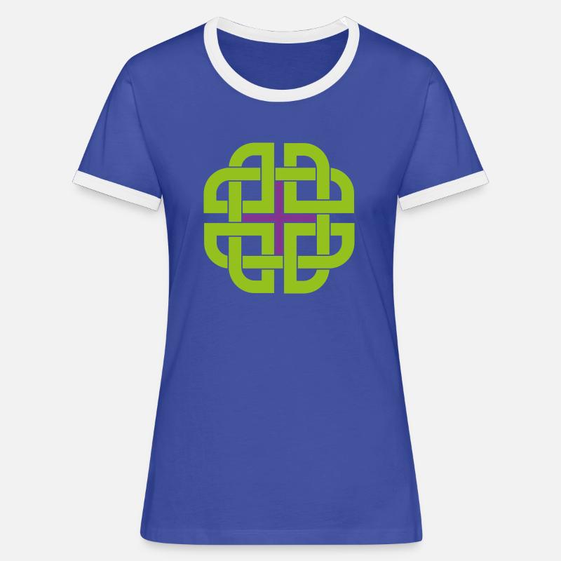 Celtic Shield Knot - Women's Ringer T-Shirt - blue/white