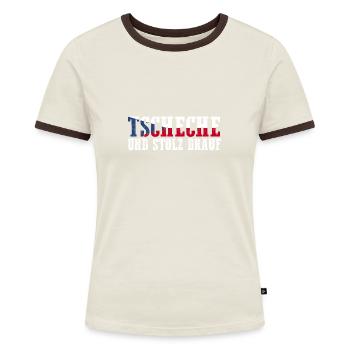 Tschechen Tschechisch Tschechien - Frauen Kontrast-T-Shirt - Blau/Weiß - Vorne