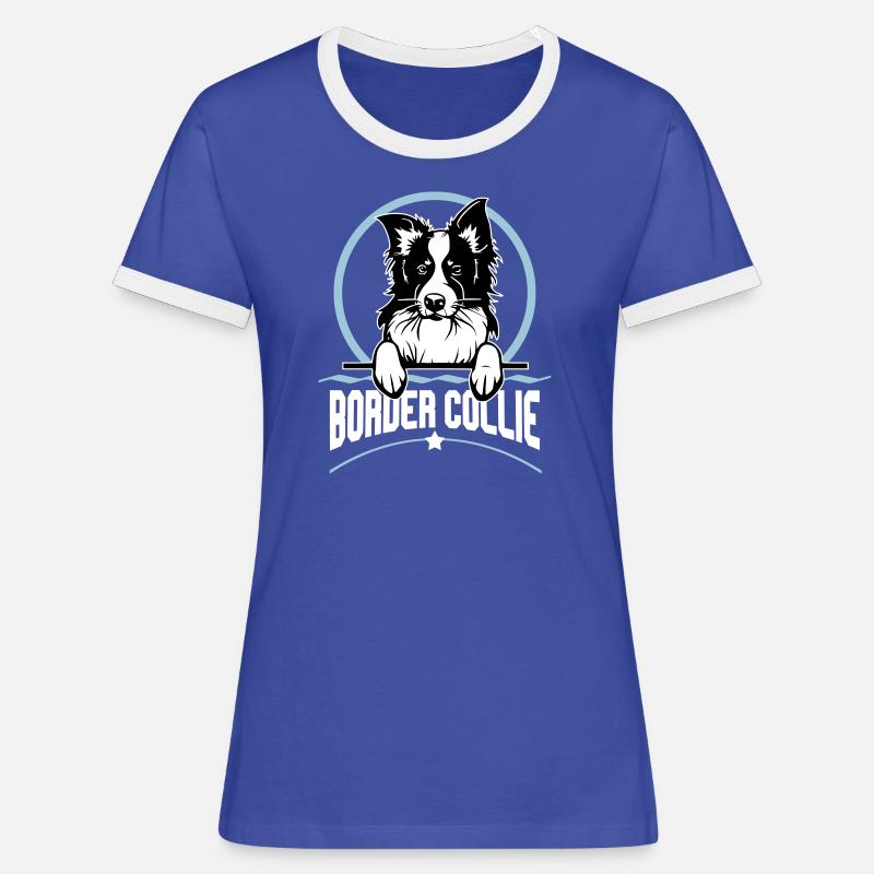 The Border Collie - Women's Ringer T-Shirt - blue/white