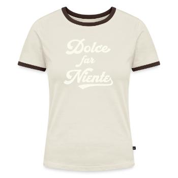 Dolce far Niente Shirt - Frauen Kontrast-T-Shirt - Blau/Weiß - Vorne